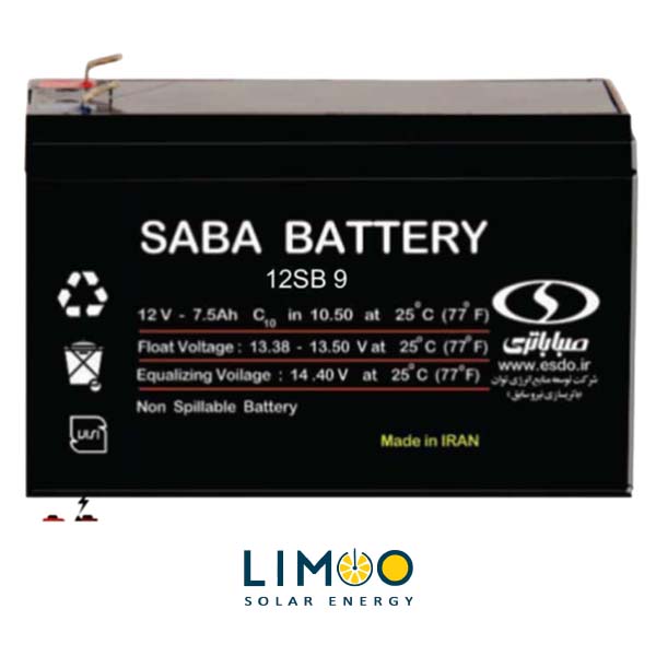 باتری خورشیدی 9 آمپرساعت 12V UPS برند صبا...